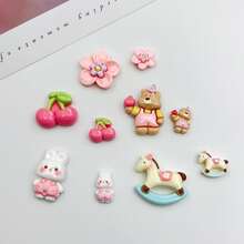 10/20 piezas de adornos planos de resina con formas mixtas de conejo, flor y oso, para manualidades decorativas, elaboración de joyas, scrapbooking (No son pegatinas, para adultos mayores de 14 años) - Multicolor - Ver 8