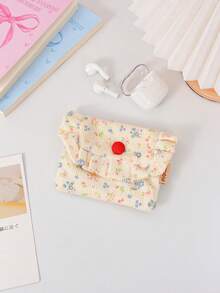 Cute Ditsy Floral Small Bag Multi-Functional Items Storage Bag Bow & Lace Decor Coin Purse Soft Corduroy Coin Wallet Lovely Strawberry Print Card Bag Flap-Up Design Card Holder Girls' Accessories Bag Ruffles Decor Lipstick Pouch Mini Cosmetics Storage Bag Portable Travel Makeup - Multicolor - View 17