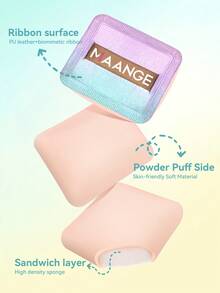 MAANGE 4个方形干湿两用粉扑，触感柔软舒适，居家外出皆宜，是女士和女孩的美妆必备配件。 - 彩色 - 查看 8