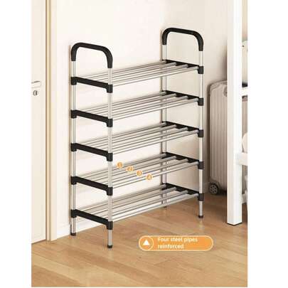1pc Adjustable Multi-Tier Metal & Plastic Shoe Rack - Freestanding Shoe Organizer Shelf, Suitable For Entryway, Hallway, Bedroom, Living Room - Easy Assembly, Space-Saving Design, Fits Various Room Types
