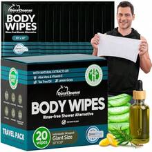Travel Body Wipes For Men - 20 XL Shower Wipes For Adults Bathing No Rinse - Individually Wrapped 10"X10" Disposable Washcloths Face Towels Gym Mens Deodorant Sheets Camping Essentials And Must Haves - Tươi ngon tối đa - Xem 8
