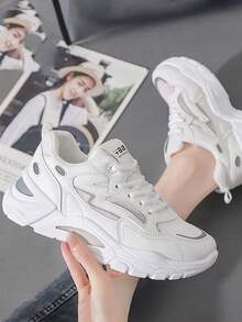 New Spring/Autumn Style, Women's Comfortable And Breathable Thick-Soled Casual Athletic Shoes, Tennis Shoes, Casual Sports Shoes - 白色 - 查看 7