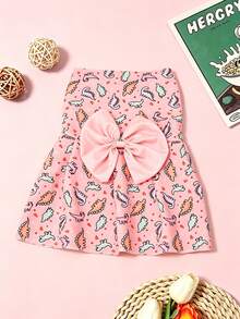 Lightweight Sweet Pet Dress Made Of Non-Elastic Polyester Fabric, Featuring Cartoon Pattern Print And Cute Bow Design. Suitable For Dogs To Wear, Also Can Be Used As Cat Summer Clothing. Perfect For Teddy Dogs To Wear All Year Round. This Style Uses Non-Elastic Material, Recommended To Choose 1-2 Sizes Larger Than Usual. - MultiWarna - View 10