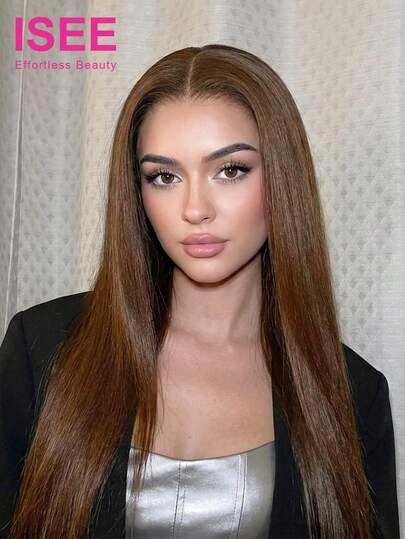 ISEE 9*6英寸透明蕾丝前假发，180%高密度，预修剪发际线，未经加工的真人发丝，自然发际线，适合初学者，度假风，充满正能量，旅行必备，伴娘礼物，巧克力棕色，18-28英寸