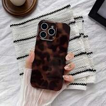 Fashion Leopard Print Amber Gradient Dyed Glossy Phone Case, Suitable For All Seasons, Compatible With IPhone 17 Pro Max/17 Air/17e/16e/16 Pro Max/15 Pro Max/14 Pro/13 Pro/12/11 Personalized Phone Case/Men's Phone Case/Women's Phone Case - Brown - View 4