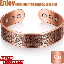 Men's Pure Copper Magnetic Tree Of Life Solid Copper Bangle - Orange - View 1
