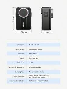 PHILIPS 2K Mini Body Camera, 140° Wide Angle, 8 Hours Continuous Recording, Audio And Video Recording Body Camera For Security, Surveillance, Sports Camera, Hidden Recording, Compact Design, Durable (SD Card Not Included) - View 12