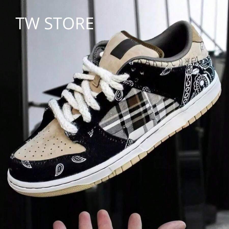 Men's, Women's, And Unisex Skater Shoes, Cactus Beige, Comfortable, Checkered, Sporty - 仙人掌 - 查看 1