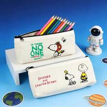 SNOOPY 1个创意卡通史努比帆布铅笔盒，可爱大容量查理布朗文具袋，新年/情人节/复活节礼物【款式随机】 - 彩色 - 查看 3