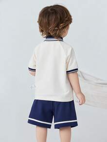 mini bala 棉质触感儿童夏季套装，柔软透气速干短袖短裤套装 2026 - 象牙白 - 查看 5