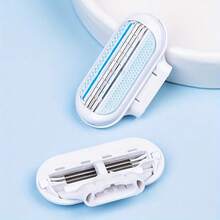 Precision 3-Layer Men's&Women Razor Set - Non-Slip Ergonomic Handle, Wet/Dry Use, Close & Gentle Shaving For Face & Body - Baby Blue - View 6