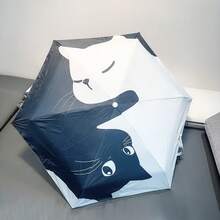 Fashionable Polka Dot Umbrella, 6 Ribs, Black Coating, UV Protection, Manual Folding Umbrella - 50% Off Cats - View 5