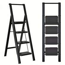 4-Step Folding Stepladder For Adults, 4-Step Folding Stepladder With Wider Pedals, Ergonomic Design And Non-Slip Feet, Lightweight And Portable, Made Of Steel. - A - View 8