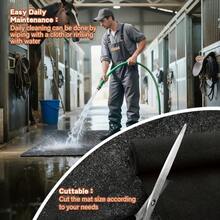 Alfombra de establo para caballos de uso pesado, antideslizante e impermeable, para la recolección de estiércol y uso agrícola - Negro - Ver 7