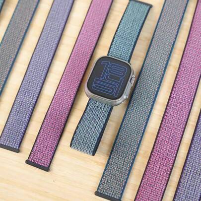 1pc Random Color Nylon Watch Band, Compatible With Apple Watch 38mm-49mm, Breathable Soft Sport Loop Strap, Adjustable Replacement Wristband For Watch Series 10/9/8/7/6/5/4/3/2/1/SE