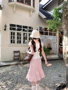 Áo thun ôm dáng kiểu Hàn Quốc mới, tay phồng thắt nơ, màu trắng mùa hè dành cho nữ. - trắng - Xem 8
