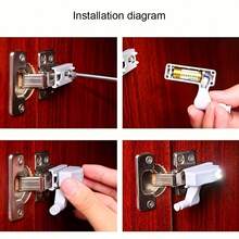 10pcs Cabinet Hinge LED Lights - Sensor Night Lights For Kitchen, Wardrobe, Bedroom And Living Room, Battery Powered (2 X AA Batteries Needed), Warm White & Cool White, Gray Plastic Housing - Warm Light - View 7