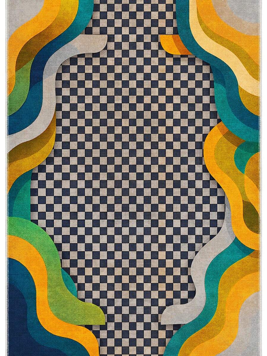 Modern Round Washable Non-Slip Area Rug – Thin Soft Living Room Carpet, Kitchen Rug & Runner, Home Decor Rug - Multicolor - View 1