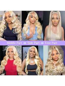 Tóc giả ren phía trước kiểu sóng thân, tóc thật pha trộn, kích thước 13x6 và 13x4, tóc thật pha trộn, mật độ 200%, kích thước 13x6 HD, tóc giả ren phía trước bằng tóc thật pha trộn dành cho phụ nữ da đen, có tóc con. - S613 - Xem 9