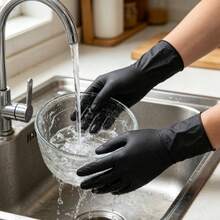 Guantes de limpieza desechables, adecuados para la cocina, lavar los platos, limpieza del hogar - Negro - 50 unidades - Ver 3