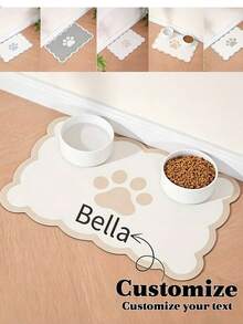 Customizable Diatomaceous Earth Pet Feeding Mats With Non-Slip Rubber Bottoms, Suitable For Dogs - Large Size, Easy To Clean, Stylish Decoration, Colorful, Retro And Cute, Minimalist Style, Adorable, Customizable, Unique, Personalized Pet Supplies, 2025 Halloween Accessories, Pet Name Can Be Printed. Personalized Gift - Multicolor - View 2