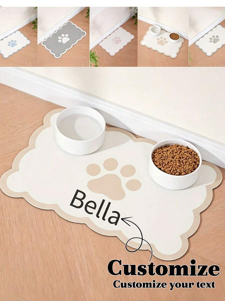 Customizable Diatomaceous Earth Pet Feeding Mats With Non-Slip Rubber Bottoms, Suitable For Dogs - Large Size, Easy To Clean, Stylish Decoration, Colorful, Retro And Cute, Minimalist Style, Adorable, Customizable, Unique, Personalized Pet Supplies, 2025 Halloween Accessories, Pet Name Can Be Printed. Personalized Gift