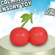 1pc Cherry Shaped Squeeze Toy, Soft Stretchable Squishy Stress Relief Fidget Toy For Teens & Adults - Multicolor - View 10