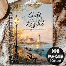 Cuaderno espiral de 100 páginas con ilustraciones del paisaje de un pueblo costero romántico con un faro, de estilo europeo elegante, adecuado para el trabajo, el estudio y la planificación diaria, también es un regalo pensativo para graduaciones, cumpleaños y otras ocasiones - 14 - Ver 7