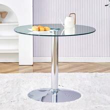 Modern Minimalist Glass: With A Length Of 85 Cm And An Even Height Of 76 Cm, It Is The For A Light Luxury Structure. - Silver, Transparent - View 6
