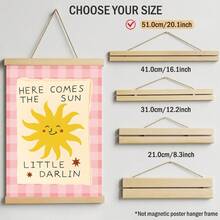 1 pezzo "Ecco il sole, tesoro" opera d'arte da parete, decorazione retrò con stampa rosa a quadretti, cartellone sole stile boho adatto per camera dei bambini, soggiorno, camera da letto, tela dipinta senza cornice/con cornice/rotolo da appendere - Multicolore - Visualizzare 10