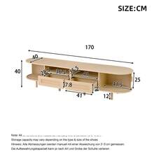 Oval TV Stand 170*40*40 Cm, TV Table, TV Cabinet With 2 Rattan Design Drawers, 2 Sliding Doors, Low Table And TV Table For TVs Up To 70 Inches, TV Board And TV Chest, Wood Color. - 卡其色 - 查看 6