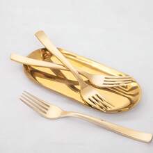 100pcs Gold Reusable Forks - Heavy Duty Flatware Set, Dishwasher , Suitable For Dining, Parties, Dinners, Weddings - Gold - View 2