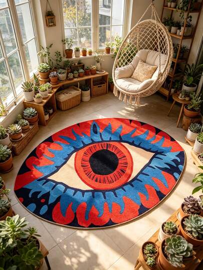 1 Stück Cartoon Großaugen dekorativer Teppich, Schlafzimmer Dekoration, blauer Augen kleiner Teppich, Badezimmermatte, Heimdekoration, Wohnzimmerteppich, Schlafzimmerteppich, Wohnzimmer Heimdekoration, Outdoor Teppich, waschbarer Teppich