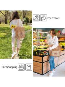 Large Capacity Women's Beach Tote Bag, Portable Mesh Beach Bag, Foldable Beach Bag With Large Capacity Mesh Tote Bag, Women's One Shoulder Summer Outdoor Travel Mesh Tote Bag, Khaki/Black, Solid Color One Shoulder Mesh Bag, Mesh Beach Toiletry Storage Bag, Lightweight And Fashionable, Suitable For Daily Use, Travel, Shopping, Swimming And Beach Vacation, Summer Outing, Beach Play And Travel Shopping - Multicolor - View 10