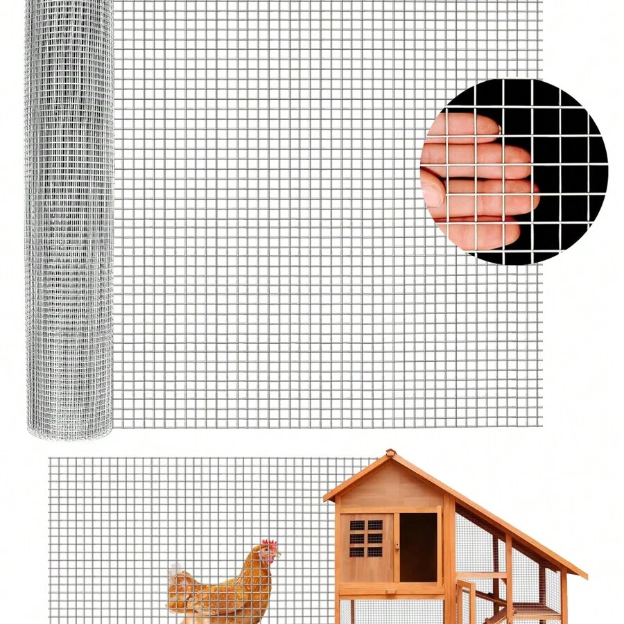 Heavy Duty 1/2 Inch Hardware Cloth – 19 Gauge Galvanized Welded Wire Mesh, Hot-Dipped For Rust Resistance – Ideal For Chicken Coops, Rabbit Cages, Garden Fencing, Rodent Control – Silver - Silver0.9*15m - View 1