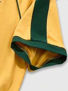 Áo thun bóng đá nữ in hình quốc kỳ Brazil, tay ngắn, cổ tròn, chất liệu polyester, thích hợp cho thể thao và mặc thường ngày. - Màu vàng - Xem 4