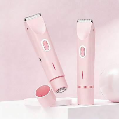 Máy cạo râu và tỉa lông vùng bikini 2 trong 1 dành cho nữ, chống nước IPX7, lưỡi dao gốm, sạc bằng cổng Type-C, dùng để tỉa lông mặt, nách, chân, tay và vùng kín.