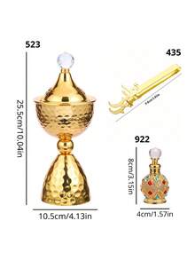 金色奢华香炉，传统香炉，耐热香炉，优雅香炉，工艺精湛，优雅香薰扩散器，适合用作客厅的小茶几、会客区的咖啡桌或边柜，或玄关处的摆设。 - 金色奢華款 - 查看 5