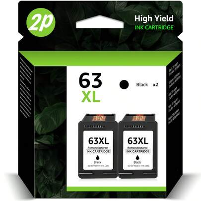 63XL Ink Cartridge Replacement For HP Ink 63 HP63 HP63XL Compatible For HP Officejet 4650 5258 5200 3830 5255 4655 4652 5252 Deskjet 3630 3634 1112 Envy 4510 4520 Printer 2-Pack Black