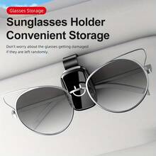 Car Sunglasses Clip - ABS Plastic Easy Installation Fits All Models, White Smiling Face Design Safety Sun Visor Accessory | Minimalist Sunglasses Clip | Glossy Eyeglass Frame Clip - A - View 3