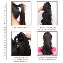 Tóc giả đuôi ngựa cài kẹp thanh lịch - Tóc dài, xoăn và gợn sóng, chất liệu tổng hợp dành cho nữ, đa năng sử dụng hàng ngày. - Nhiều màu - Xem 10