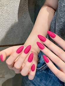 10 móng tay giả ngắn hình hạnh nhân, làm thủ công hoàn toàn (bao gồm dụng cụ làm móng), màu hồng tím đậm, bóng bẩy, phù hợp cho phụ nữ và bé gái, lý tưởng cho phong cách đường phố, tiệc tùng, hẹn hò, lễ hội âm nhạc và các ngày lễ. - Nhiều màu - Xem 2