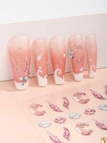Beauty Sticker 1 adesivo de unha em relevo com concha rosa de sereia, perfeito para a primavera/verão. Adesivos delicados e fofos com tema oceânico, fáceis de usar e ideais para manicures caseiras. - Baby Rosa - Ver 2