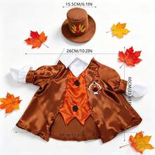 Porch Goose Thanksgiving Outfits 23inches Goose Turkey Suit Costume And Top Hat 2Pcs Set Garden Decor - Reddish Brown - View 7