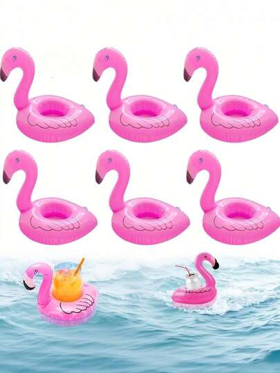 5pcs Inflatable Flamingo Drink Holders, Summer Beach Pool Party Floating Drink Coasters, Inflatable Drink Float Toys, Ideal Gifts For Friends And Family, Pool Wedding Bachelorette Party Pool Decor, Pool Essential Accessories, Suitable For Weddings, Bachelorette Parties, Pool Parties