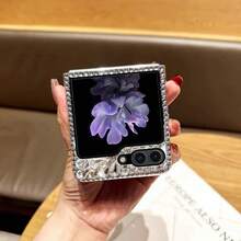 奢华水钻折叠手机壳，适用于三星 Galaxy Z Flip3 5G/Galaxy Z Flip 4 5G/Galaxy Z Flip 5 5G/Galaxy Z Flip 6 5G/Galaxy Z Flip 7 5G，新款时尚优雅折叠手机壳 - 銀色 - 查看 4