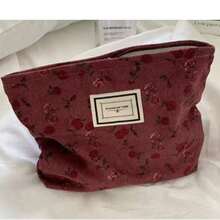 Cosmetic Bags For Women Makeup Bag Large Capacity Purse Travel Toiletry Zipper Storage Pouch Make Up Brushes Organizer For Gifts Dark Red Rose - Màu đỏ sẫm - Xem 9