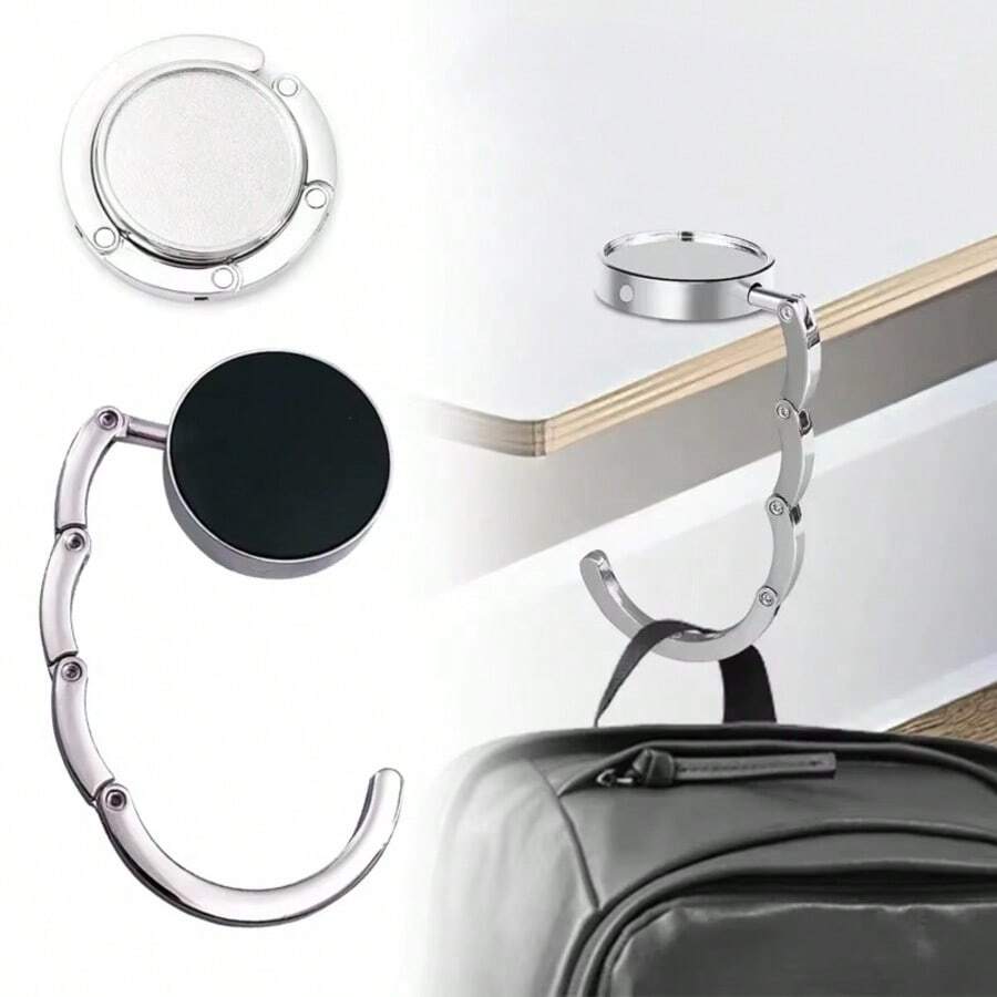 1/2pcs Folding Bag Hanger Rack Portable Alloy Handbag Table Hook Non-Slip Multipurpose Purse Key Holder Storage Accessories Organizer Display Stand - View 1