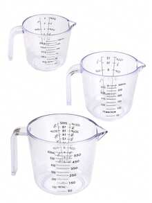 Set de 3/1 pieza de tazas de medición transparentes de 150 ml, 300 ml y 600 ml, aptas para café, repostería, uso comercial y doméstico, con escala marcada, gran capacidad, resistentes al calor, herramienta de medición de harina y leche para té - transparente - Ver 12