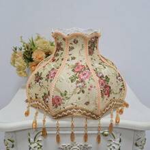 Handmade Retro Rose Lamp Shade, European Style Floral Fabric Lamp Shade With Beaded Tassel, Home Decor Lighting Accessory, Lamp Not Included - Princess-style Lampshade - View 10